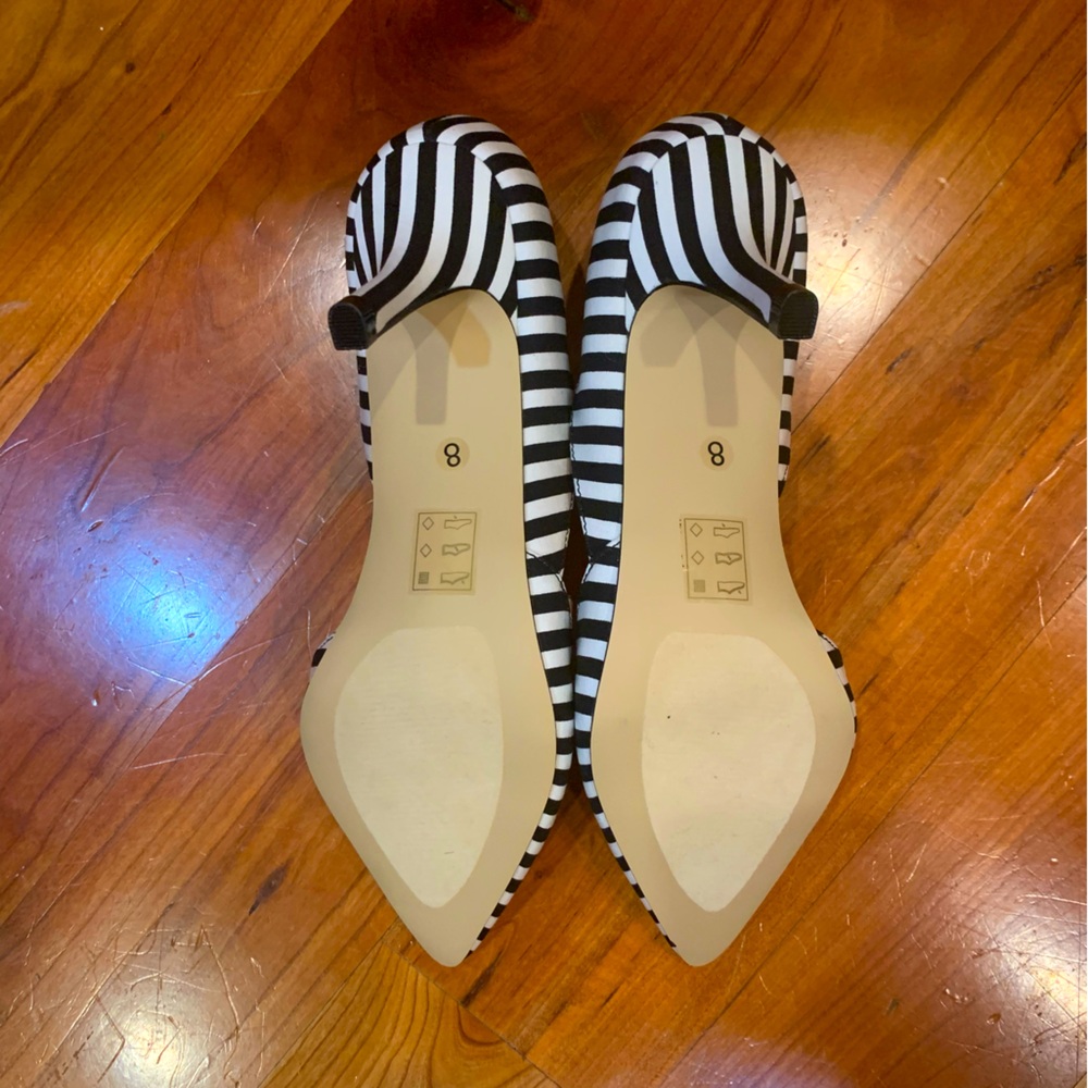 🔥NIB🔥 SOLE SOCIETY Jenn Black/White Stripe D'Orsay Heel / Size 8✨✨✨ - Picture 6 of 13